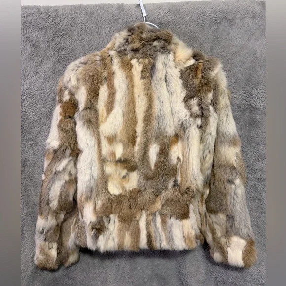 Beautiful Vintage Rabbit Hair Jacket Multicolor Fur Zip Up Womens Fits Small Y2K - Picture 4 of 10